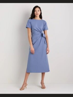 Quince stretch, cotton jersey side tie, midi dress extra small